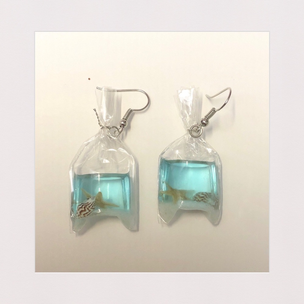 🔴 | Beach in a Plastic Baggy Earrings
